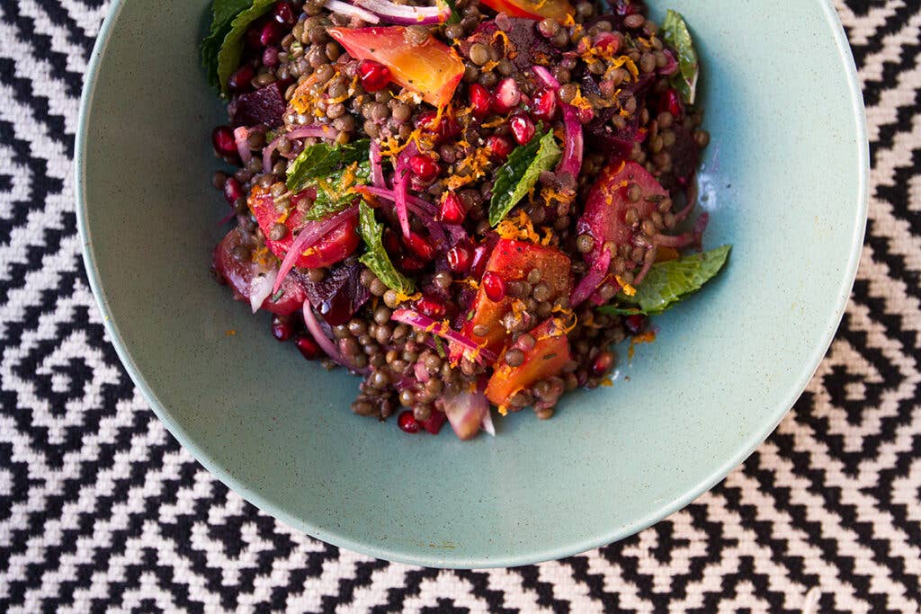 Lentil Salad with Beets and Pomegranate