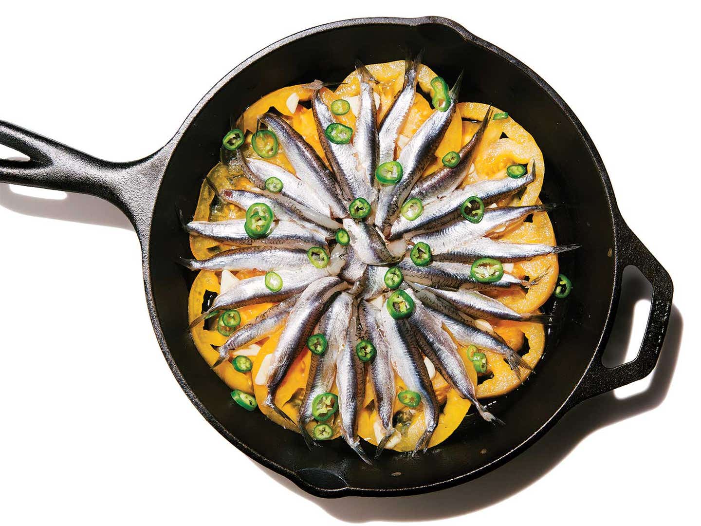 Silver-skinned fresh anchovies