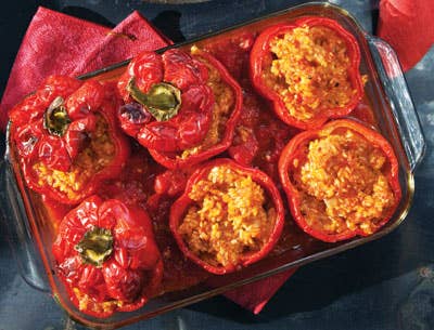 Stuffed Bell Peppers In Tomato Sauce