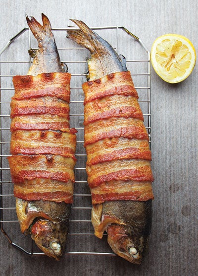 Bacon-Wrapped Smoked Trout with Tarragon