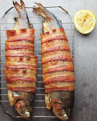 Bacon-Wrapped Smoked Trout With Tarragon