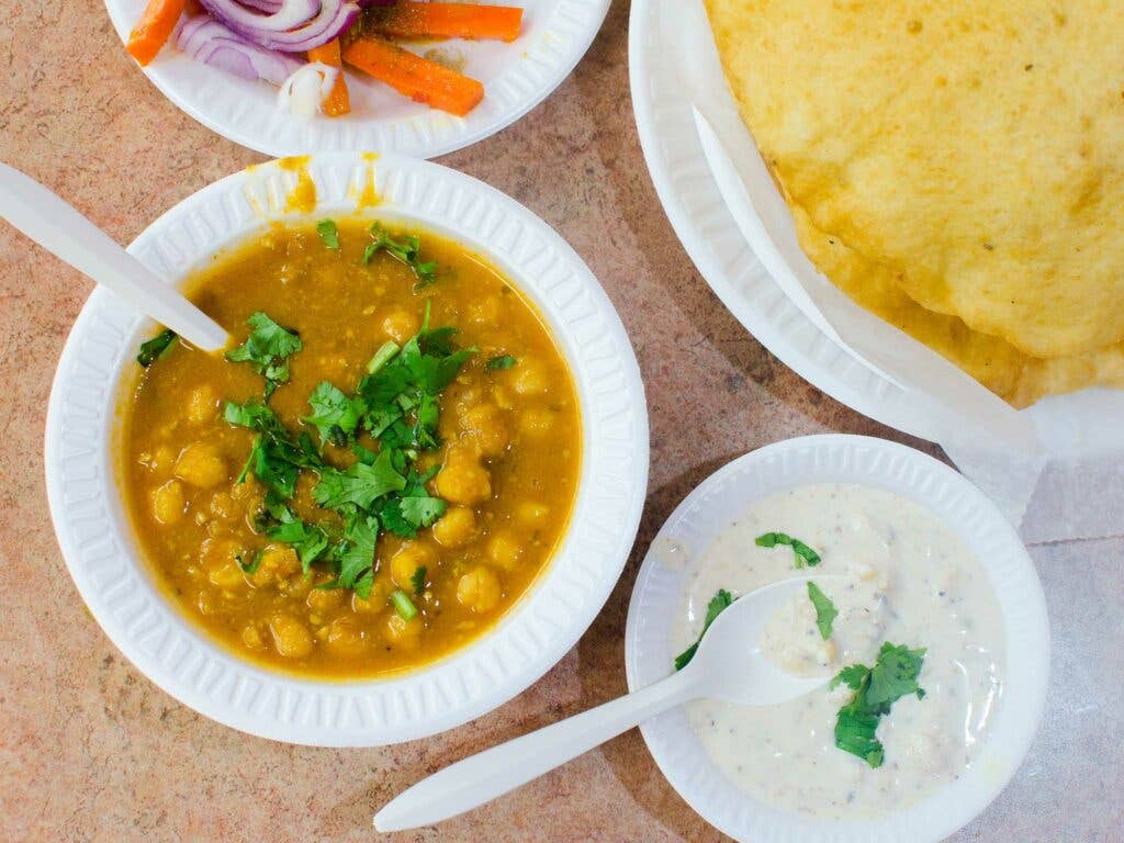 Chickpeas and fried bread at Jassi Chickpeas and fried bread at Jassi