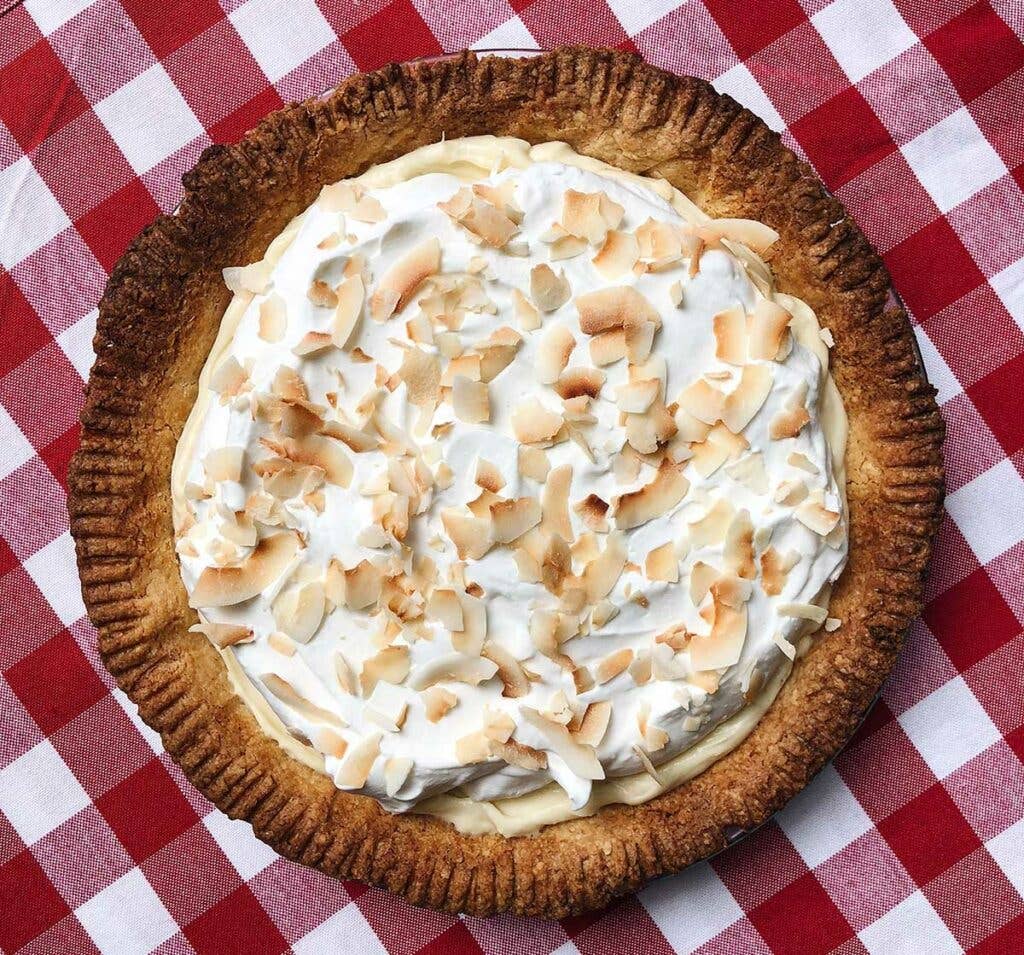 The coconut cream pie from Poole's Cookbook, made by Alex Testere