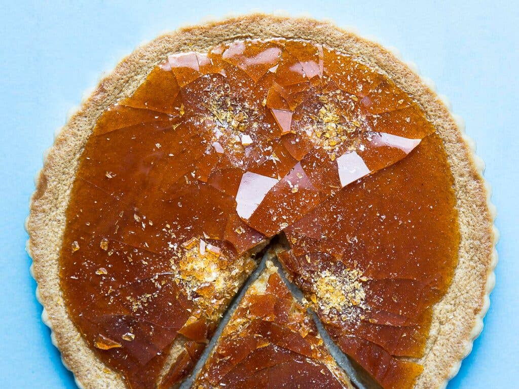Butterscotch tart with cracked caramel