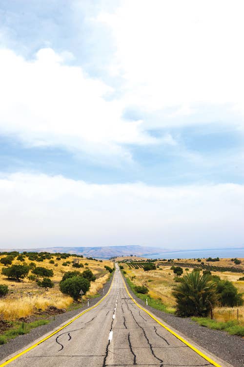 A stretch of highway along the Sea of Galilee in northern Israel