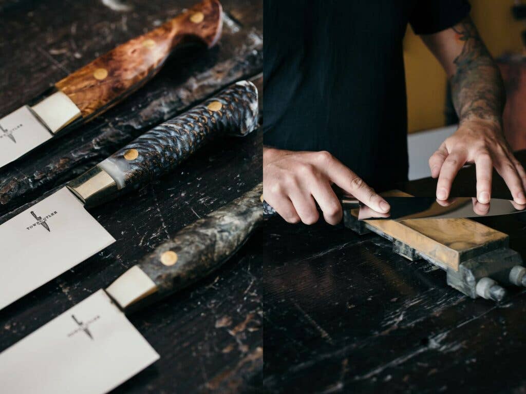 Burl Wood Handle Knife
