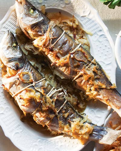 Whole Roasted Branzino with Fennel and Onions