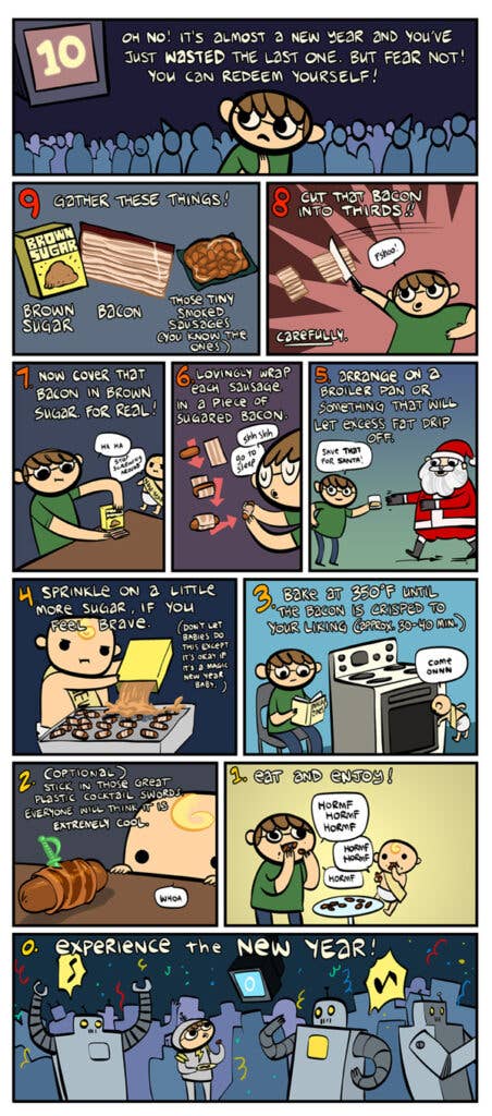 Year-Redeeming Bacon-Wrapped Sausages comic