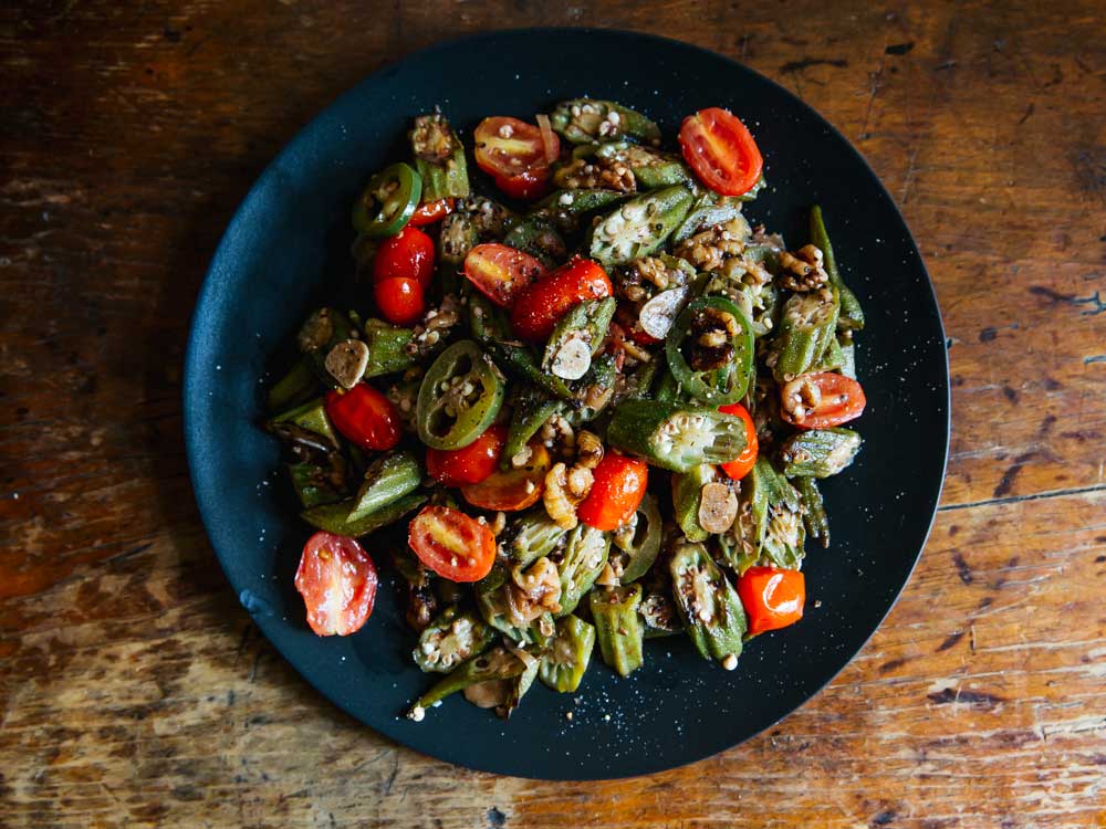 Okra and walnuts from Contigo Okra with walnuts