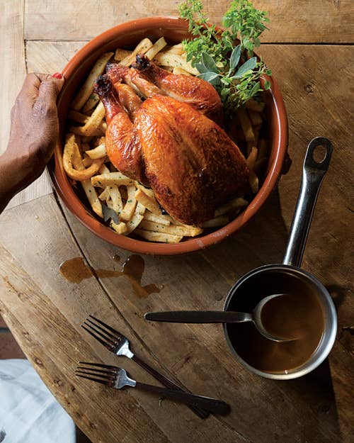 Roast chicken with french fries