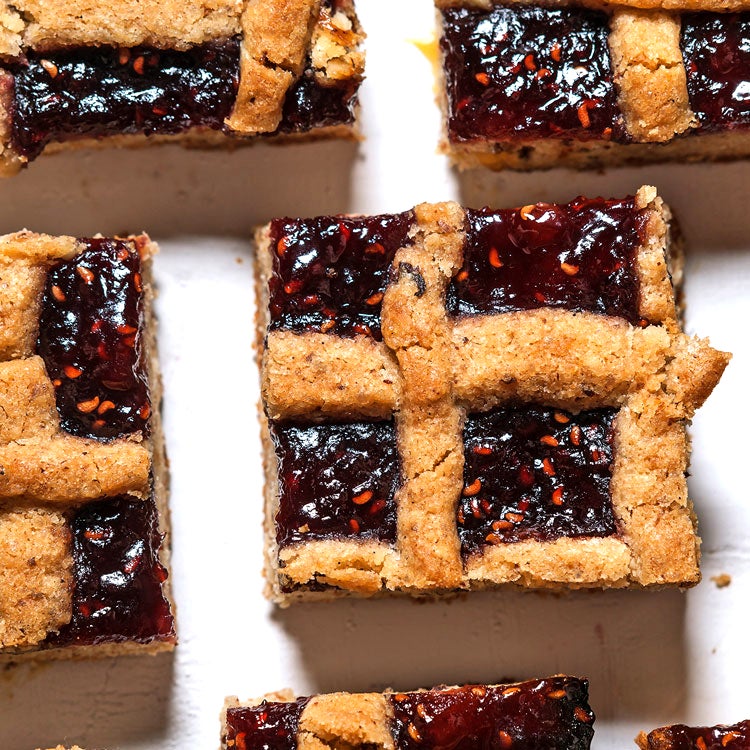 Hazelnut Raspberry Linzer Squares