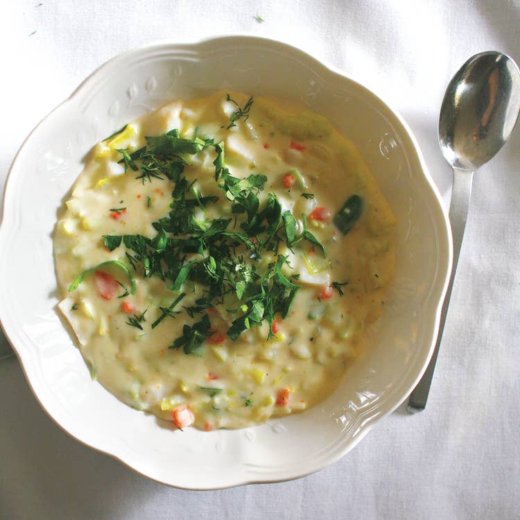 Smoked Whiting and Scallop Chowder