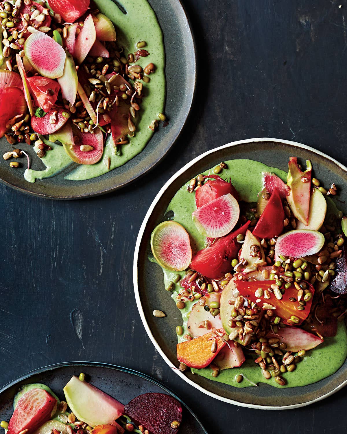 Give Beans a Fresher Flavor by Sprouting Them Sprouts, Kohlrabi, and Beet Salad with Herbed Crème Fraîche Dressing