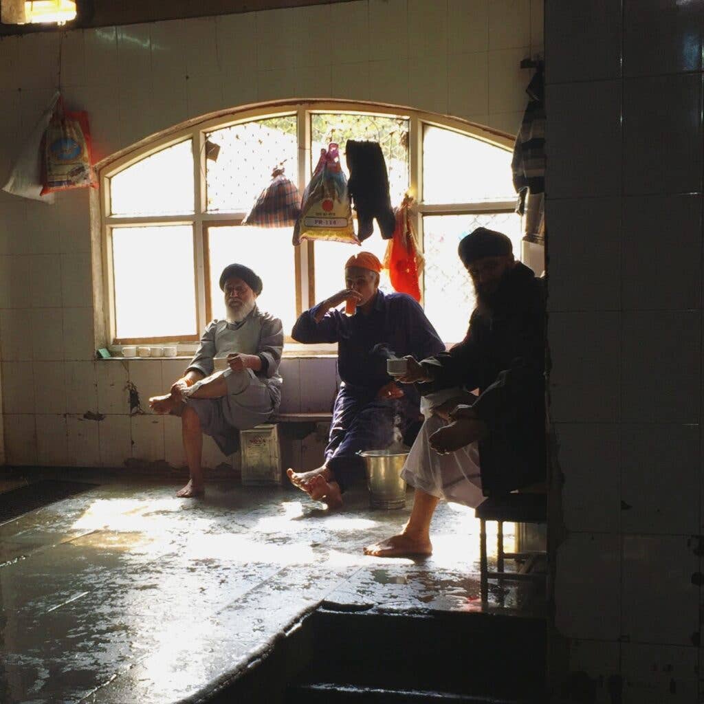 Dishwashers relaxing for a moment