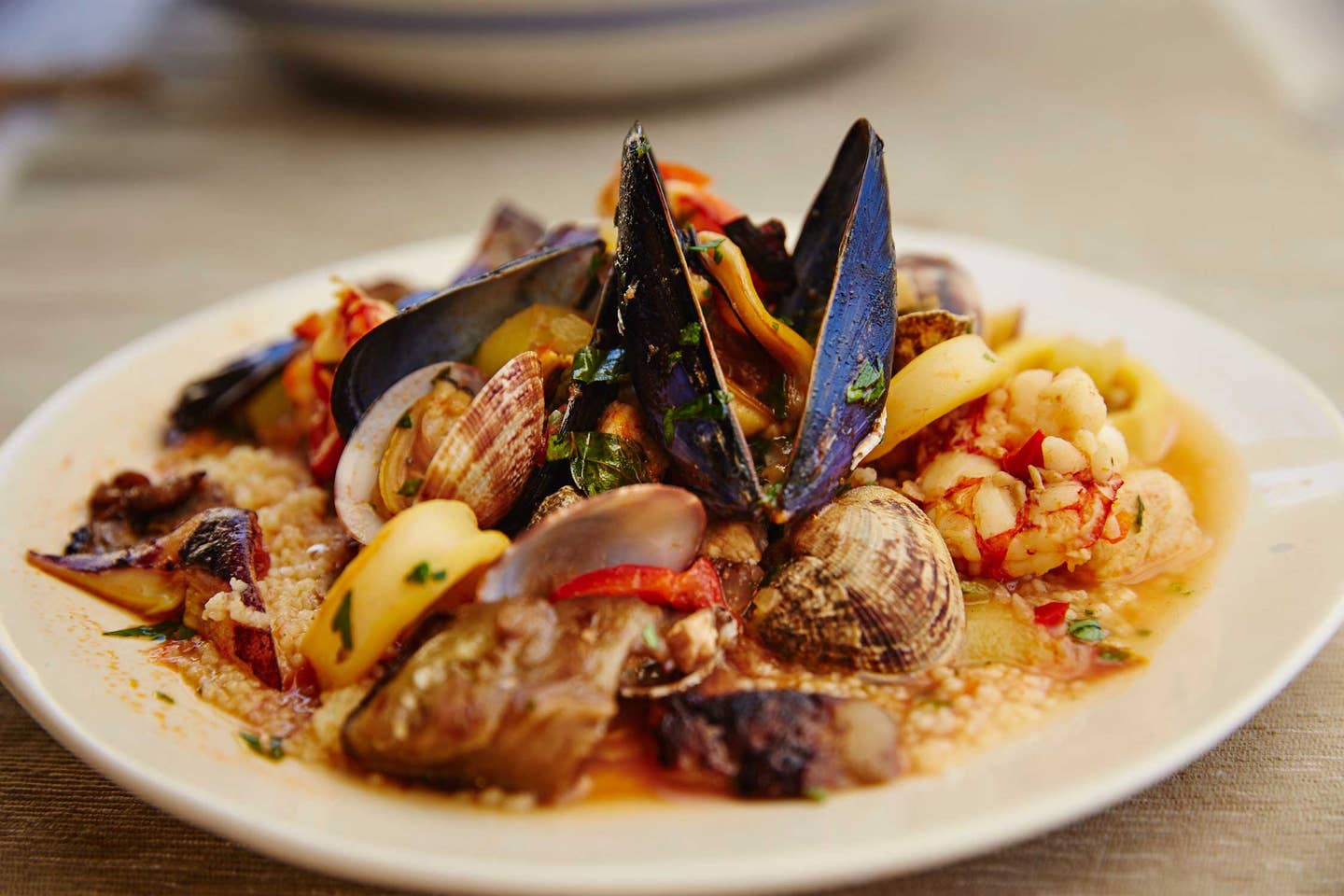 Sicilian Seafood Stew with Almonds and Couscous