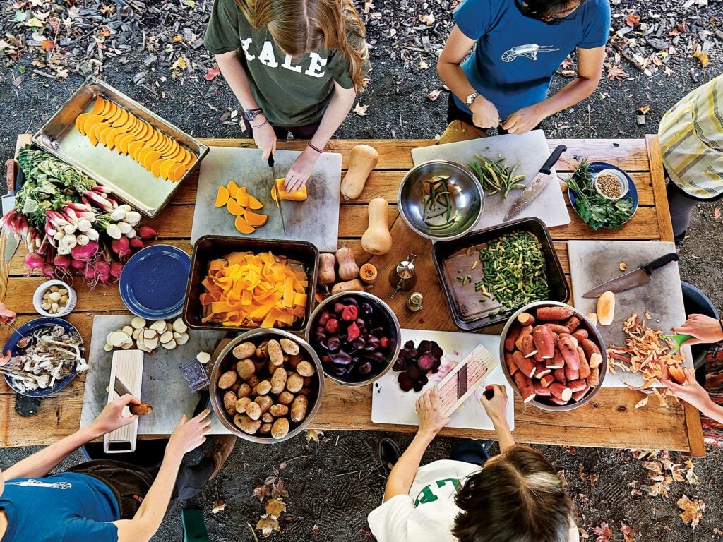 Pizza toppings at Yale Farm