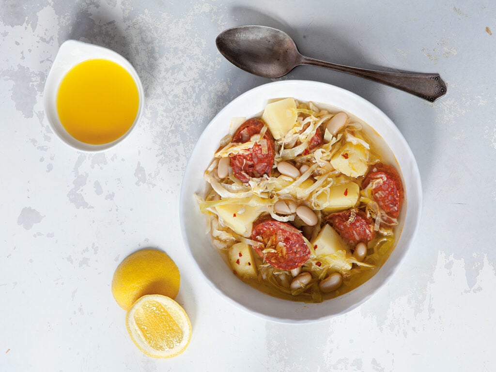 Spicy Cabbage and Chorizo Soup