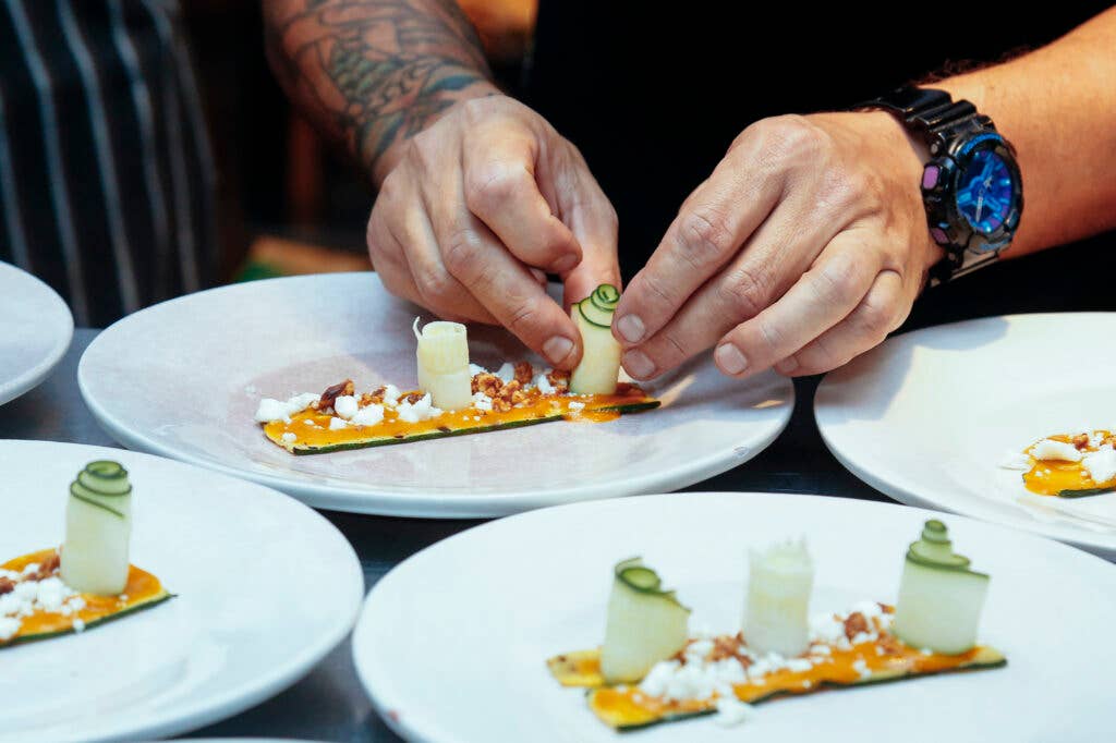 Strong hands for dainty dishes.