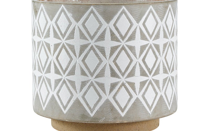Amazon Brand – Rivet Geometric Ceramic Planter, 8.7"H, White and Grey