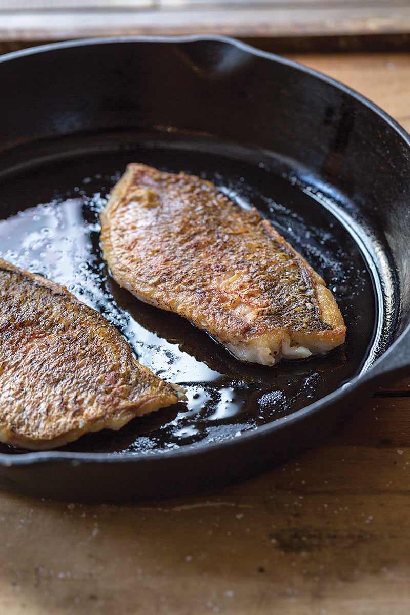 Pan frying fish 