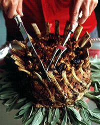 Roast Crown of Pork with Dried-Fruit Stuffing