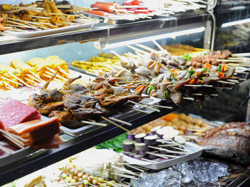 Burmese street food BBQ skewers