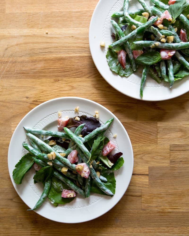 Salad of Haricots Verts and Green Hazelnuts