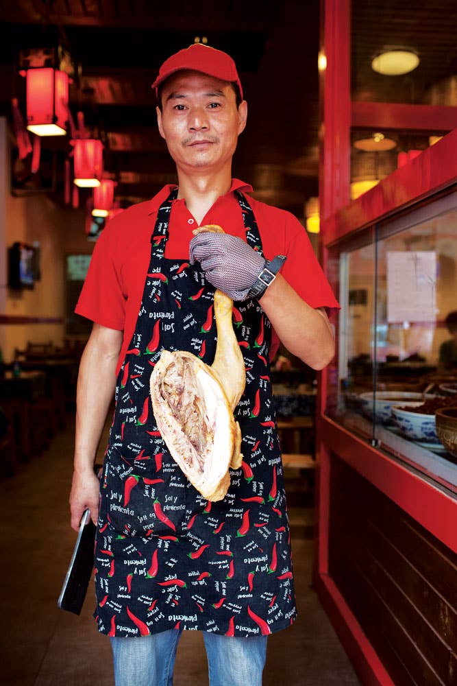 man holding duck