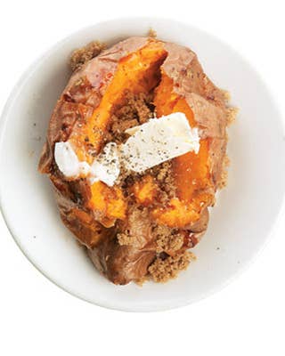 Baked Sweet Potatoes with Brown Sugar and Black Pepper