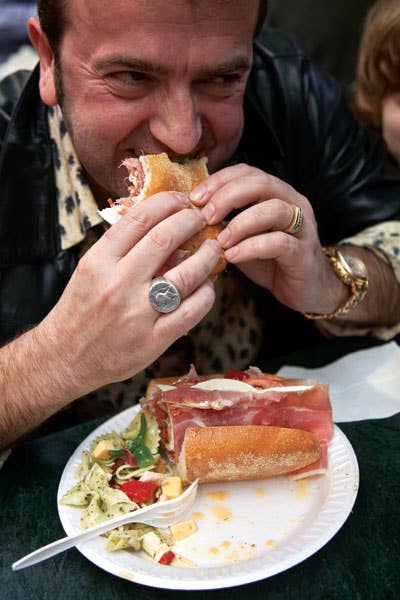 man eating sandwich