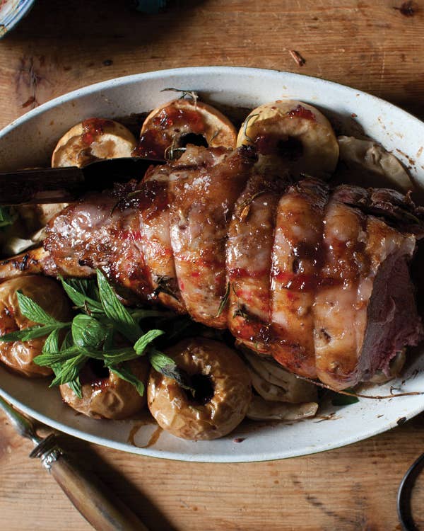 Roast Leg of Lamb with Apples and Fennel