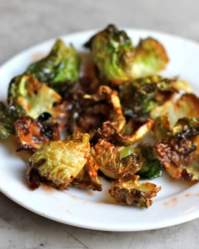 Brussels Sprout Chips with Sweet Chile Sauce