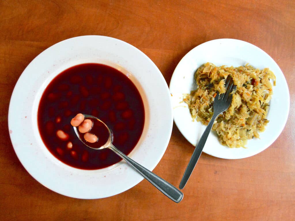 Borscht and sauerkraut at Bar Pod Barbakanem