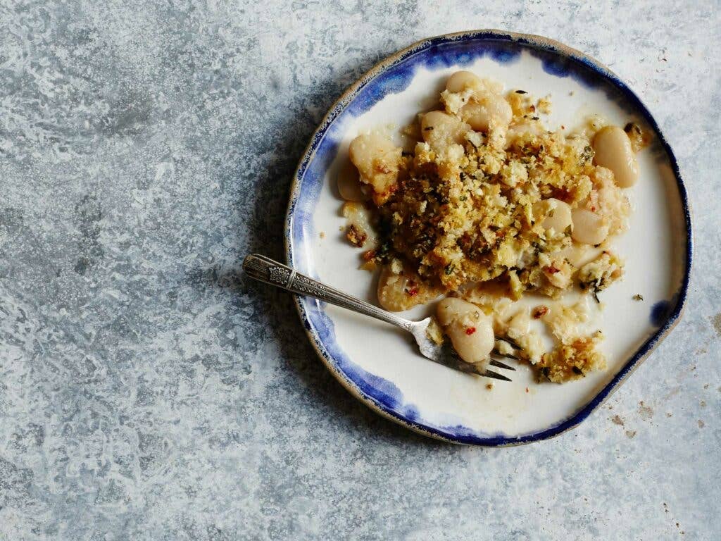 Lima Bean Gratin with Herbed Bread Crumbs