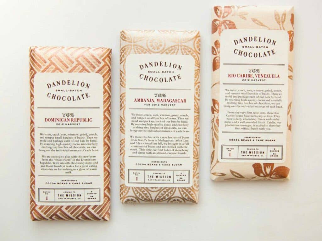 Dandelion Chocolate has a variety of humanely and sustainably sourced bars