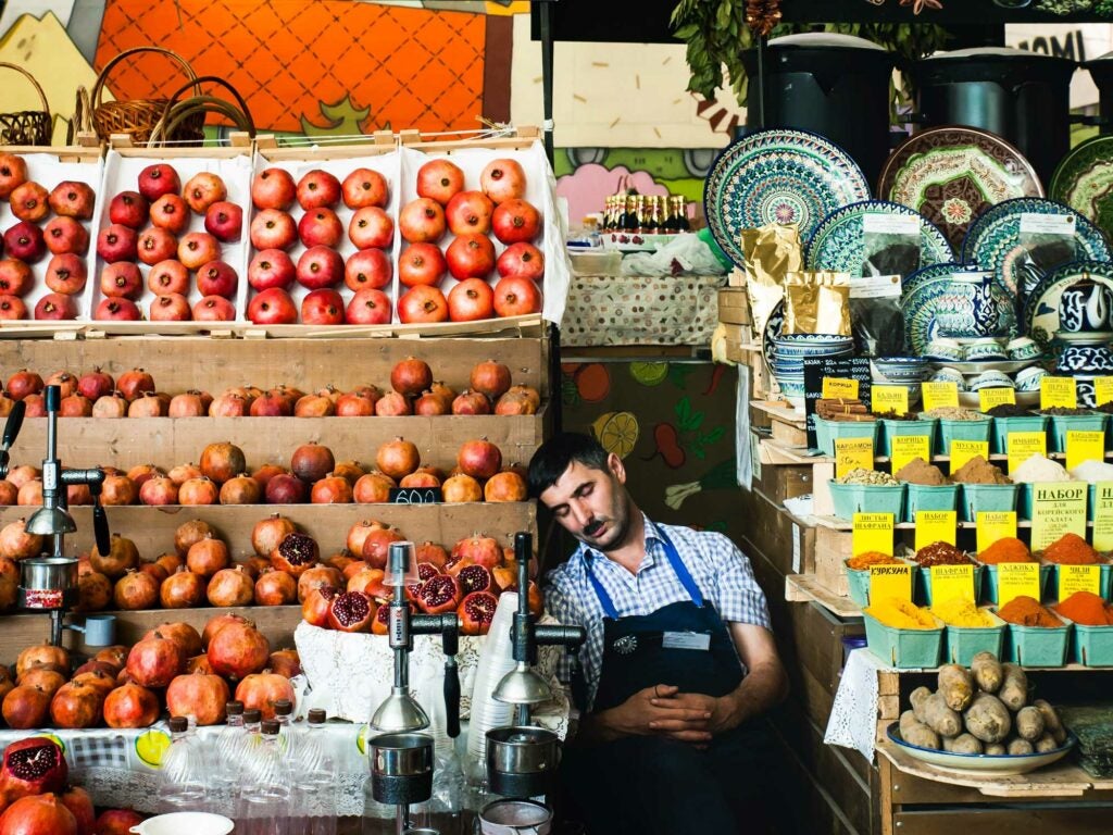 Sleepy Vendor at Danilovsky Market