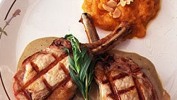 Pork Chops with Blue Cheese Sauce and Butternut Squash Purée