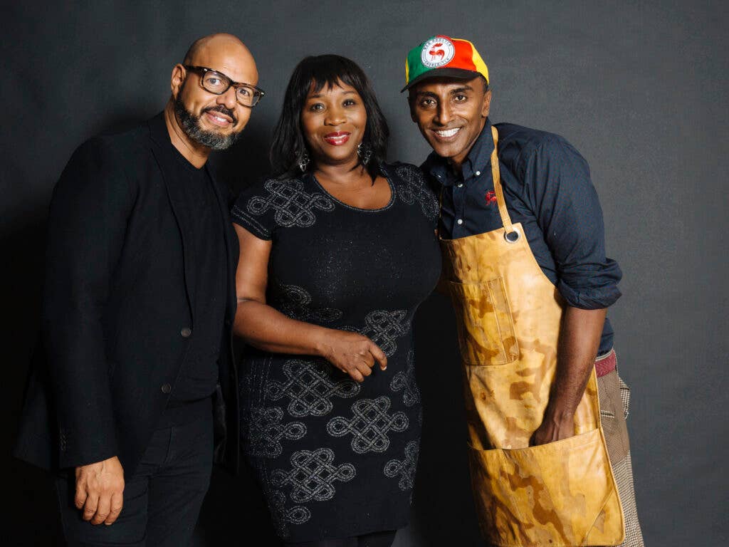 Marcus Samuelsson with Emil Wilbekin and Bevy Smith