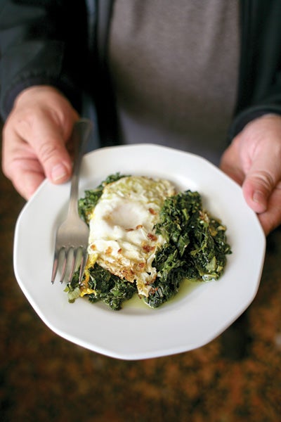 Wild Greens with Fried Eggs (Horta me Avga Tiganita)