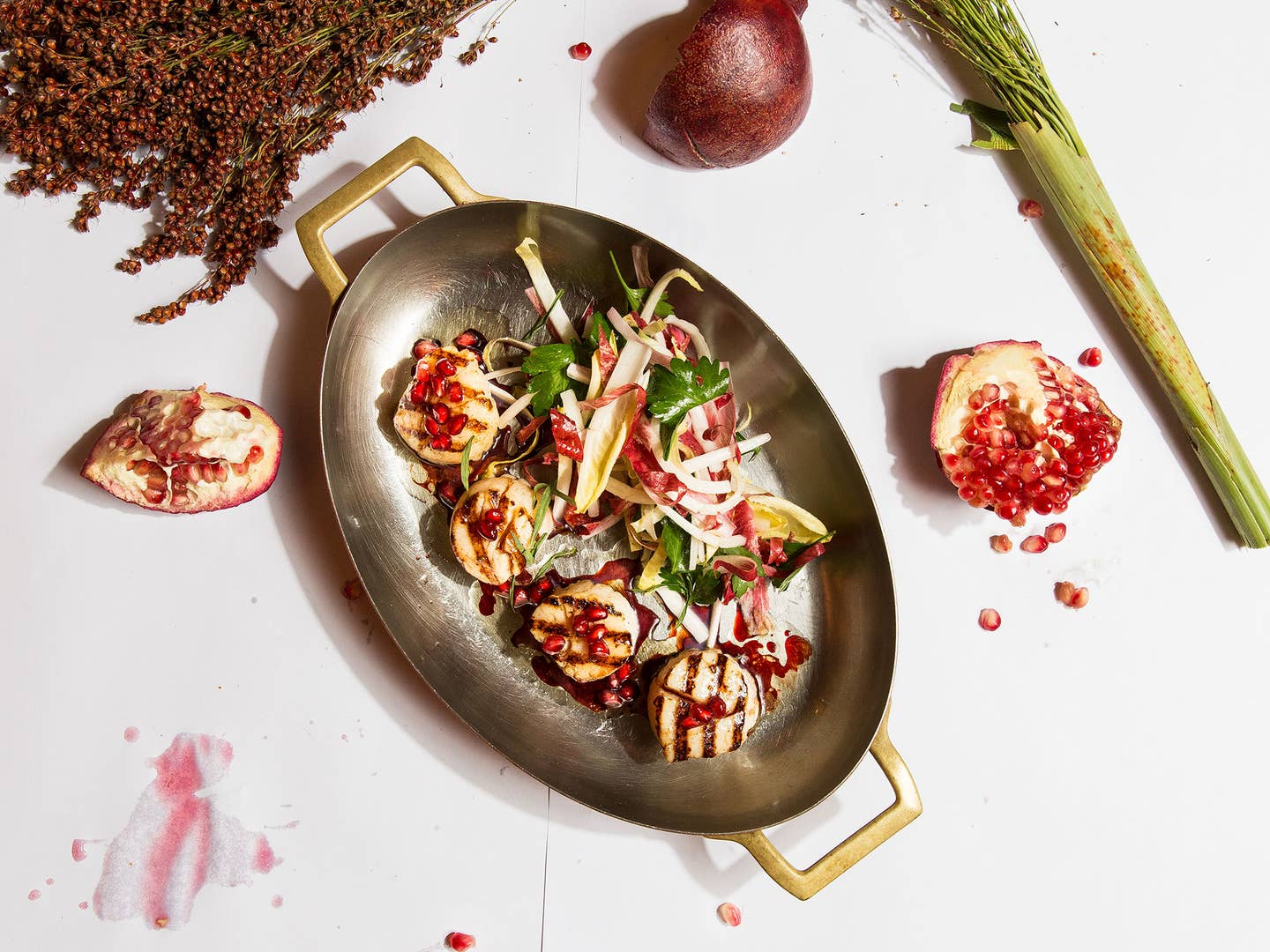 Grilled Scallops with Pomegranate and Endive