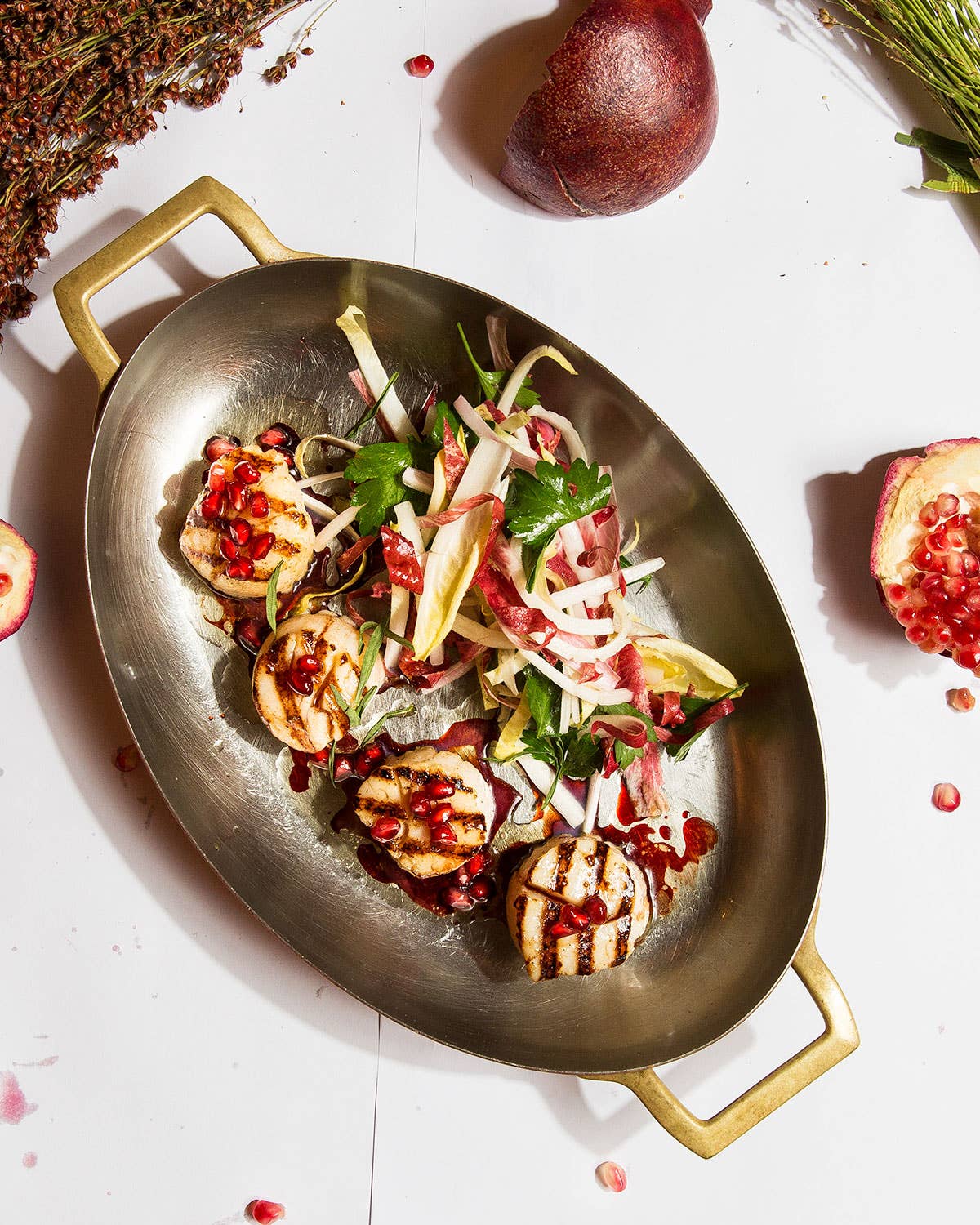 Grilled Scallops with Pomegranate and Endive