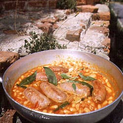 White Beans in Herbed Tomato Sauce with Fresh Sausages