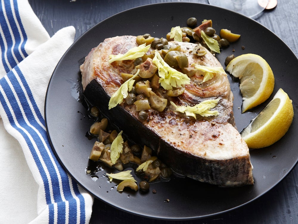 Swordfish with Olives and Capers