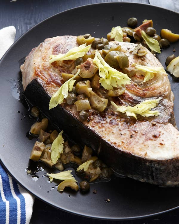 Swordfish with Olives and Capers