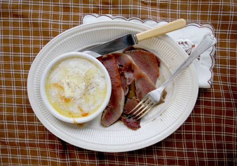 Country Ham with Red-Eye Gravy and Grits