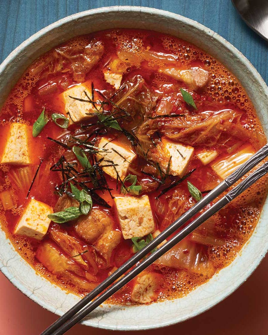 Korean Kimchi Stew with Pork Belly and Tofu (Kimchi jjigae)