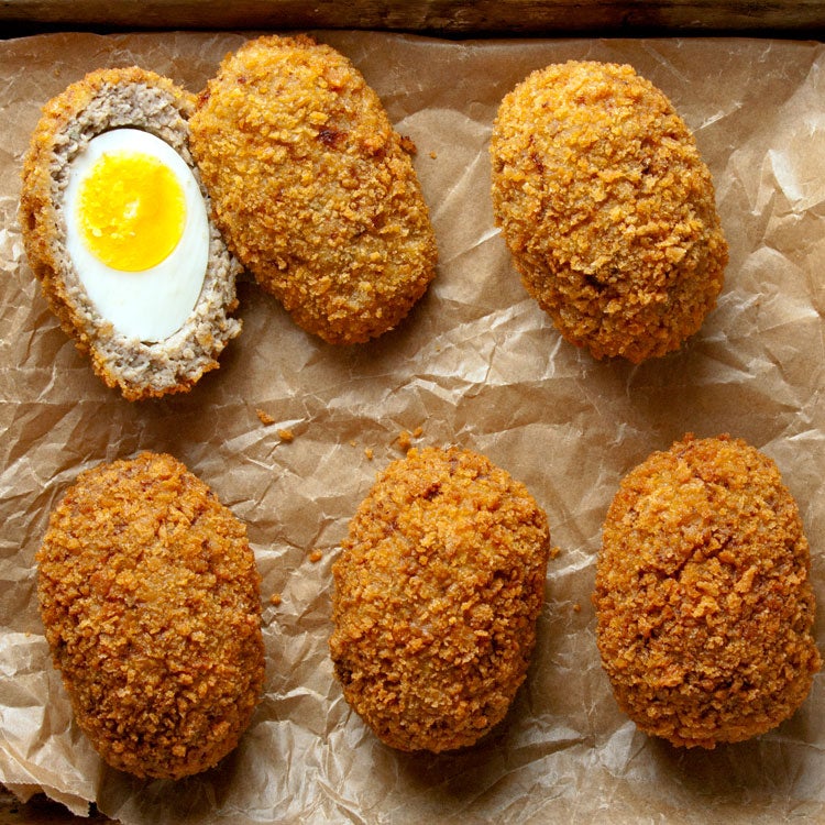 Collection 90+ Images scotch eggs consist of hard-boiled eggs encased in what? Stunning