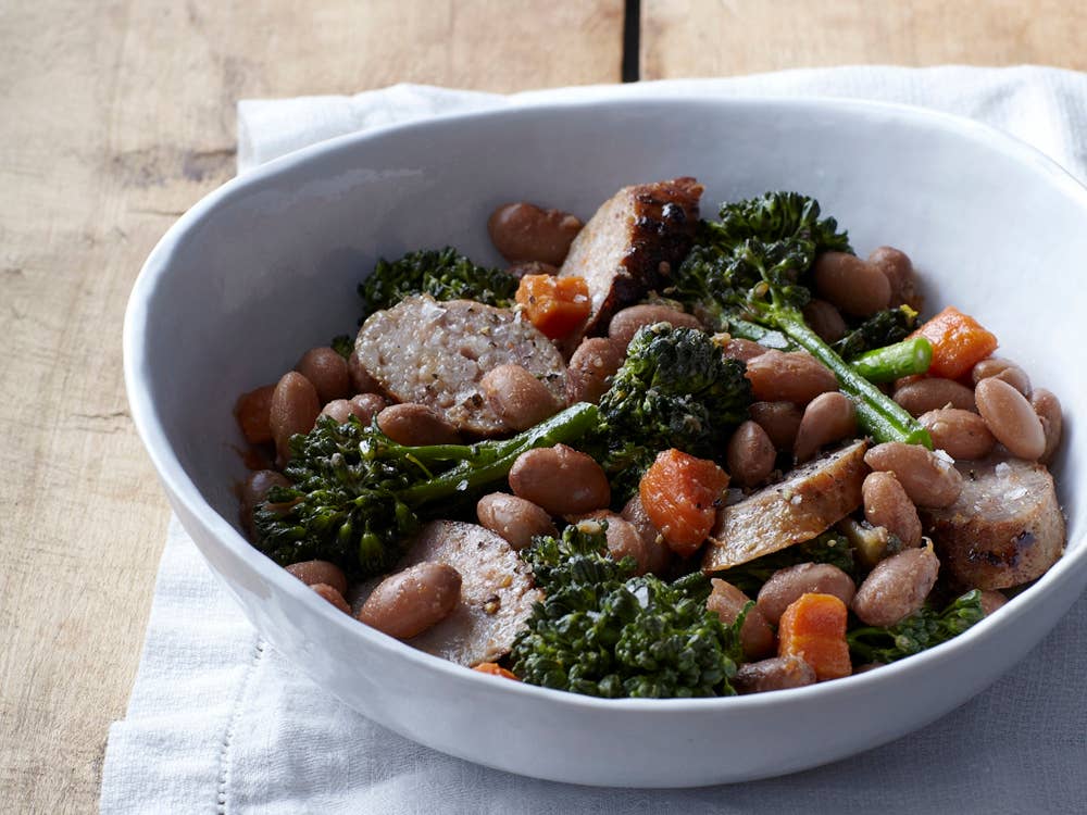 Sausage with Broccoli Rabe and Cranberry Beans
