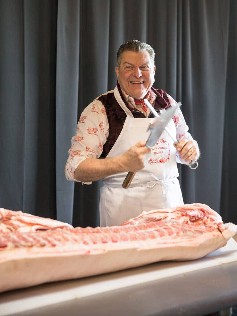 Dario Cecchini with butchers knife