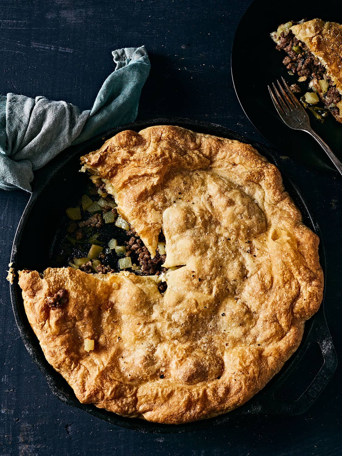 Ground Beef Pie with Broccoli Rabe and Provolone